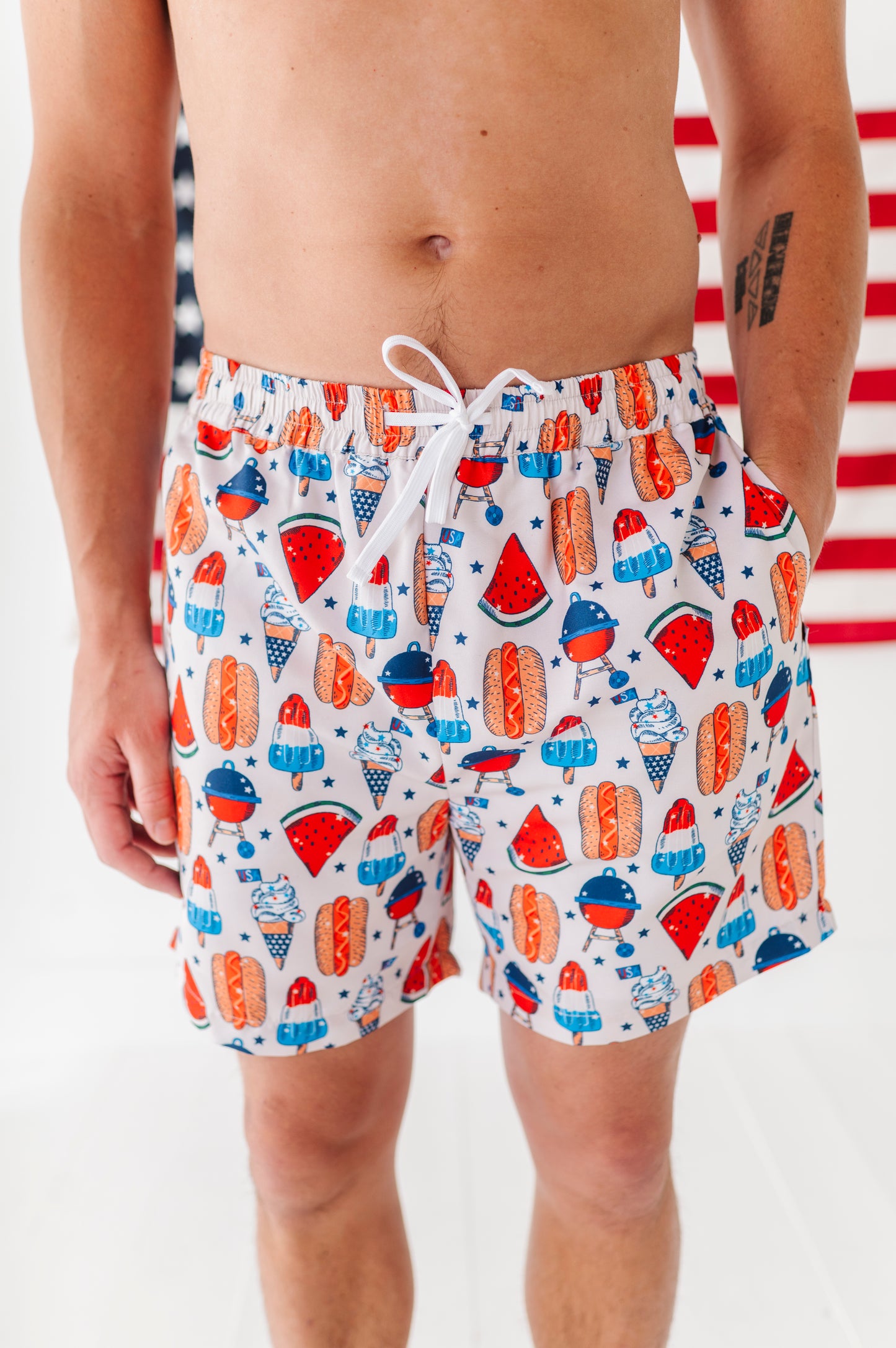 4th Hot Dog Men's Swim Trunks