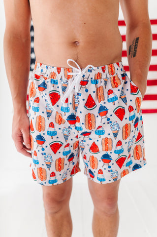Red, White & BBQ Swim Trunks