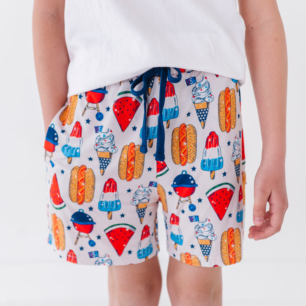 Red, White & BBQ Boys Lounge Shorts - Bigger Kids