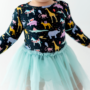 Hippo, Hippo, Hooray! Baby Dress With Tulle
