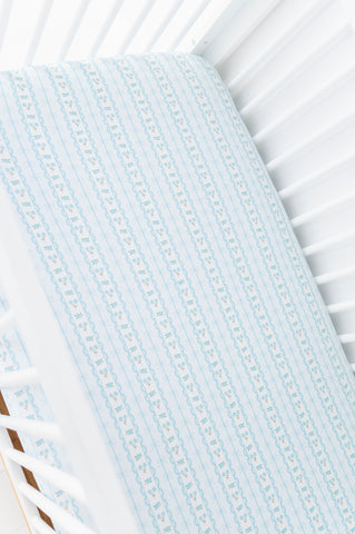 Forget Me Knot Blue Crib Sheet