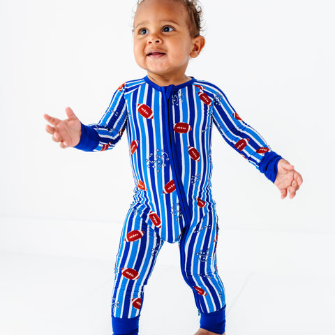 Friday Night Stripes Convertible Footies - Blue