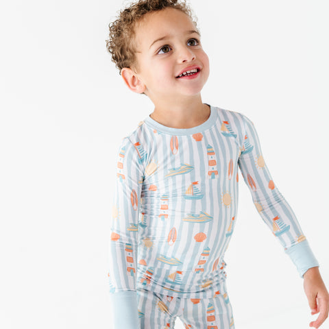 Boardwalk Buddies Blue Kids Pajamas