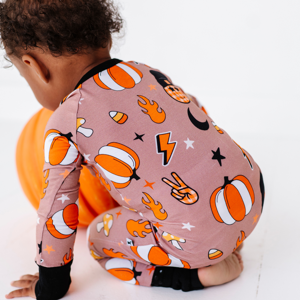 Baby in Retro Fall Convertible Footies by Kiki and Lulu