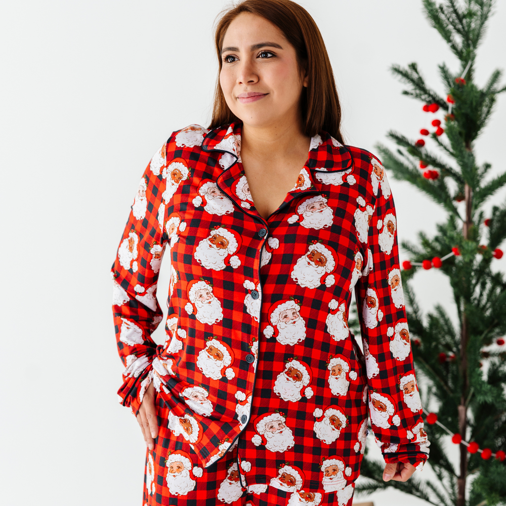 
                      
                        Woman wearing buffalo check santa pajamas by Kiki and Lulu
                      
                    