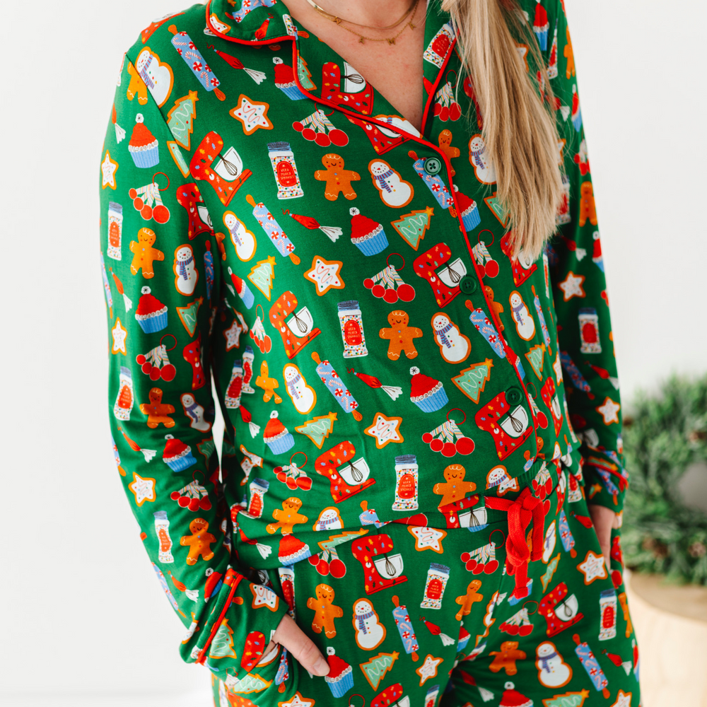 Woman in Christmas Baking Pajamas