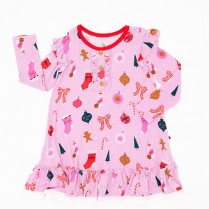 Girl in Christmas nightgown by Kiki and Lulu