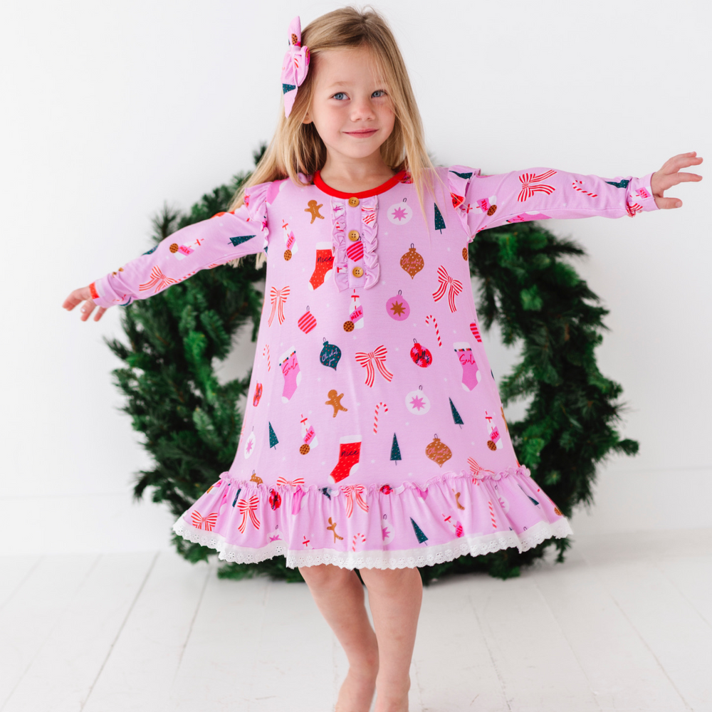 Pink Christmas Nightgown by Kiki and Lulu