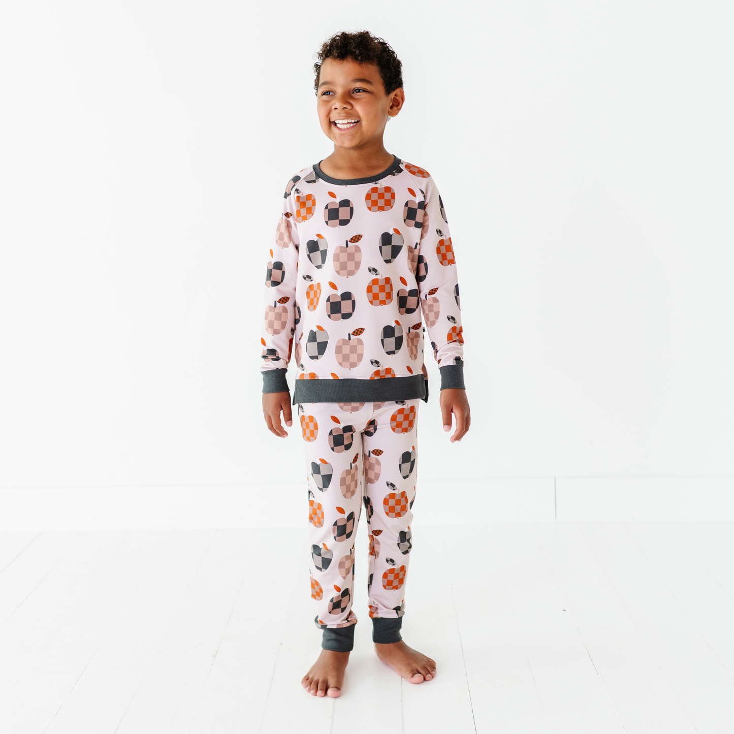 Boy Wearing Fall Apple Jogger Set