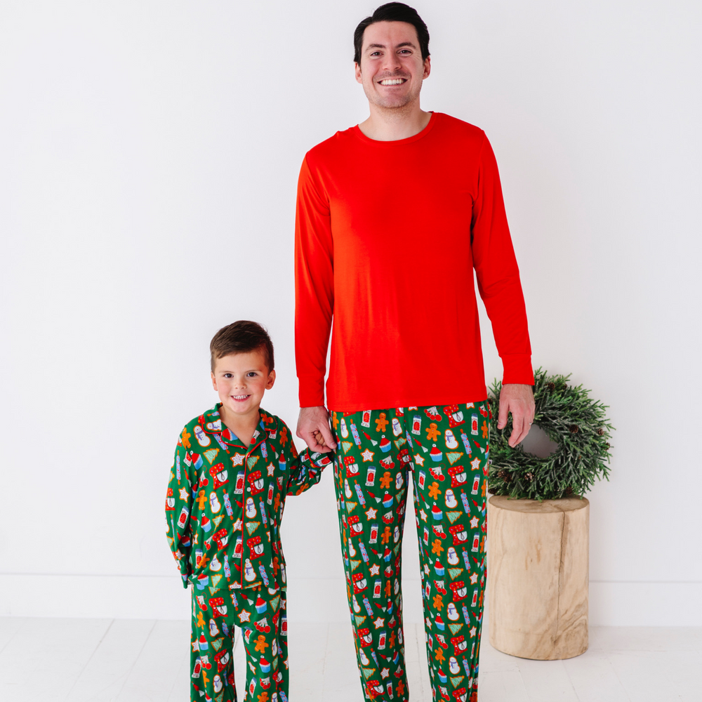 
                      
                        Father and Son in Matching Christmas Pajamas by Kiki and Lulu.
                      
                    