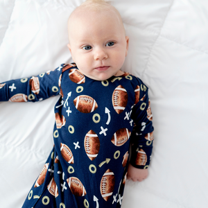 
                
                    Load image into Gallery viewer, Clear Eyes, Full Hearts, Lets Snooze Football Knotted Gown
                
            
