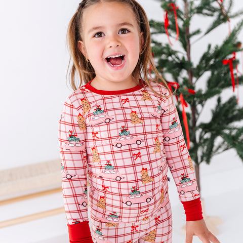 Pink Holly Jolly Doggies Kids Pajamas
