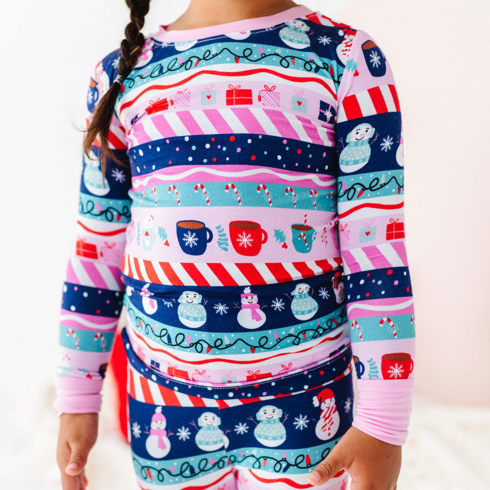 Pink Fair Isle Girls Pajamas by Kiki and Lulu