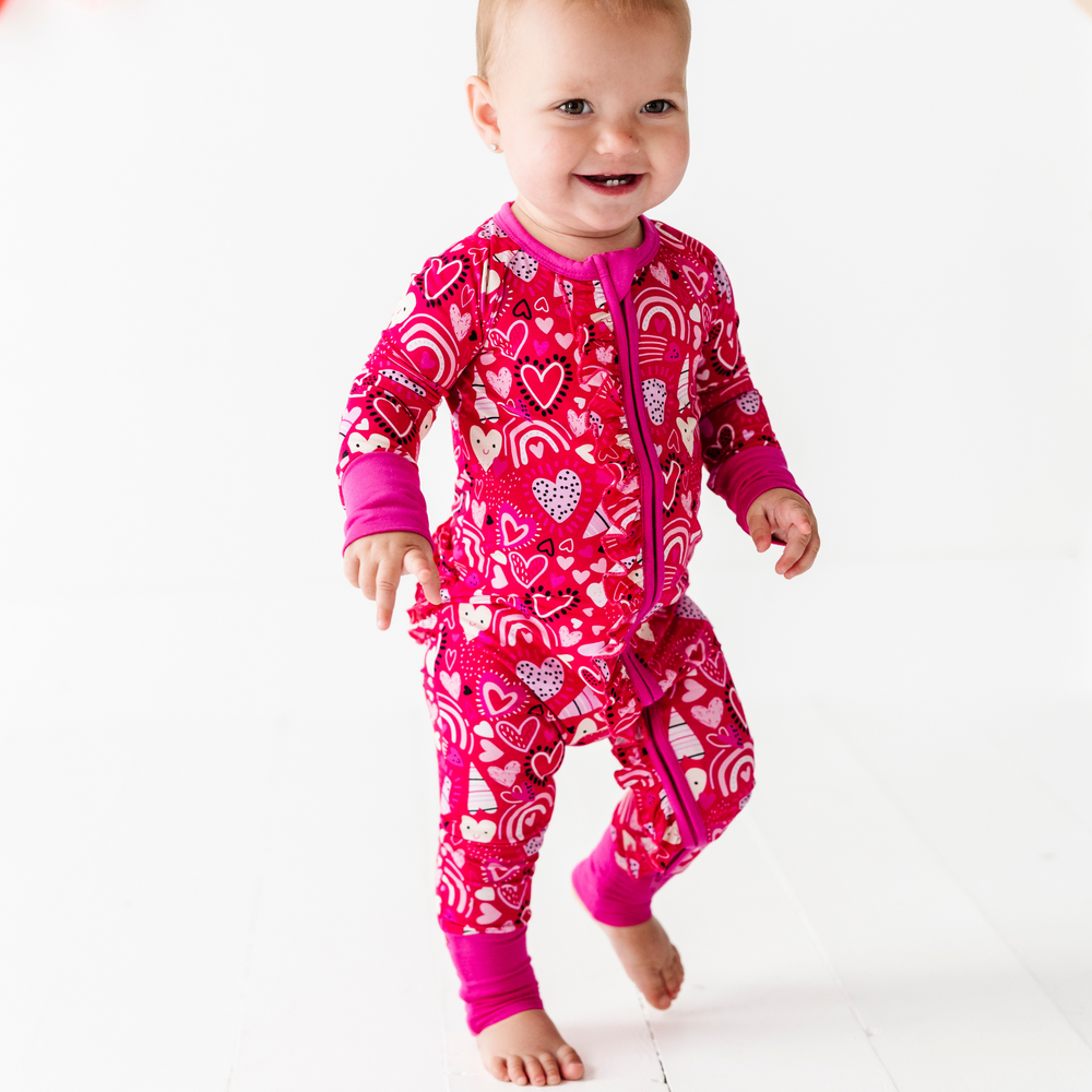 I Pink I Love You Convertible Footies with Ruffle