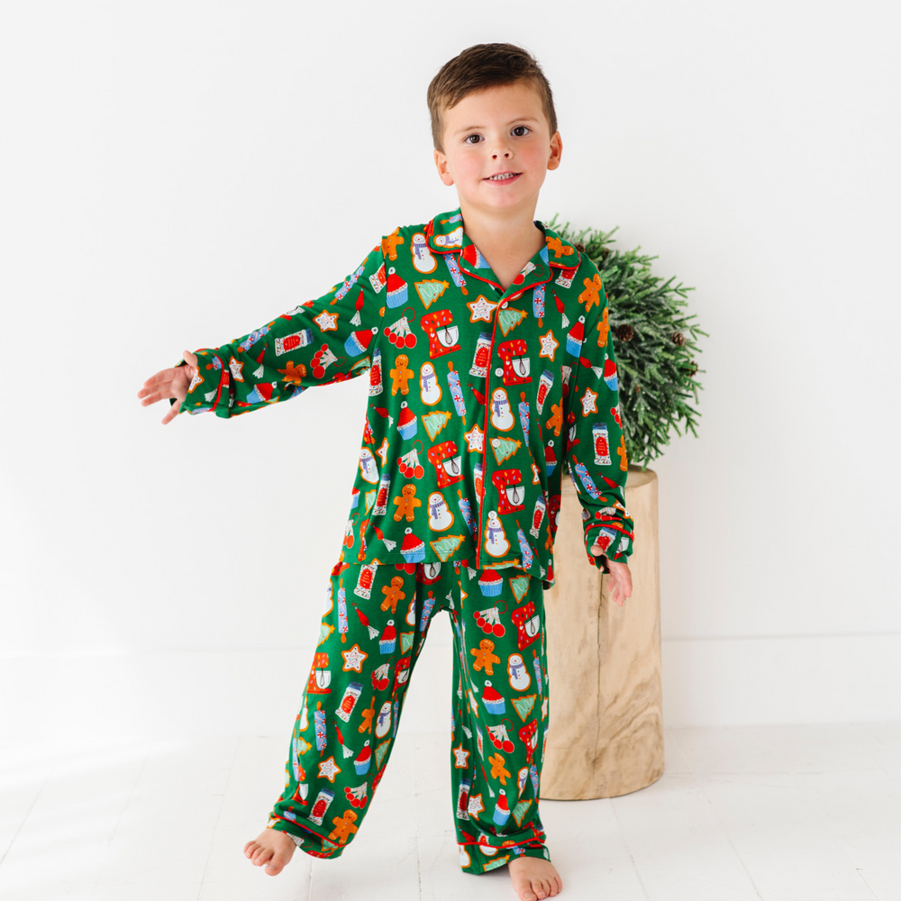 
                      
                        Kids Button Down Christmas Baking Pajamas by Kiki and Lulu
                      
                    