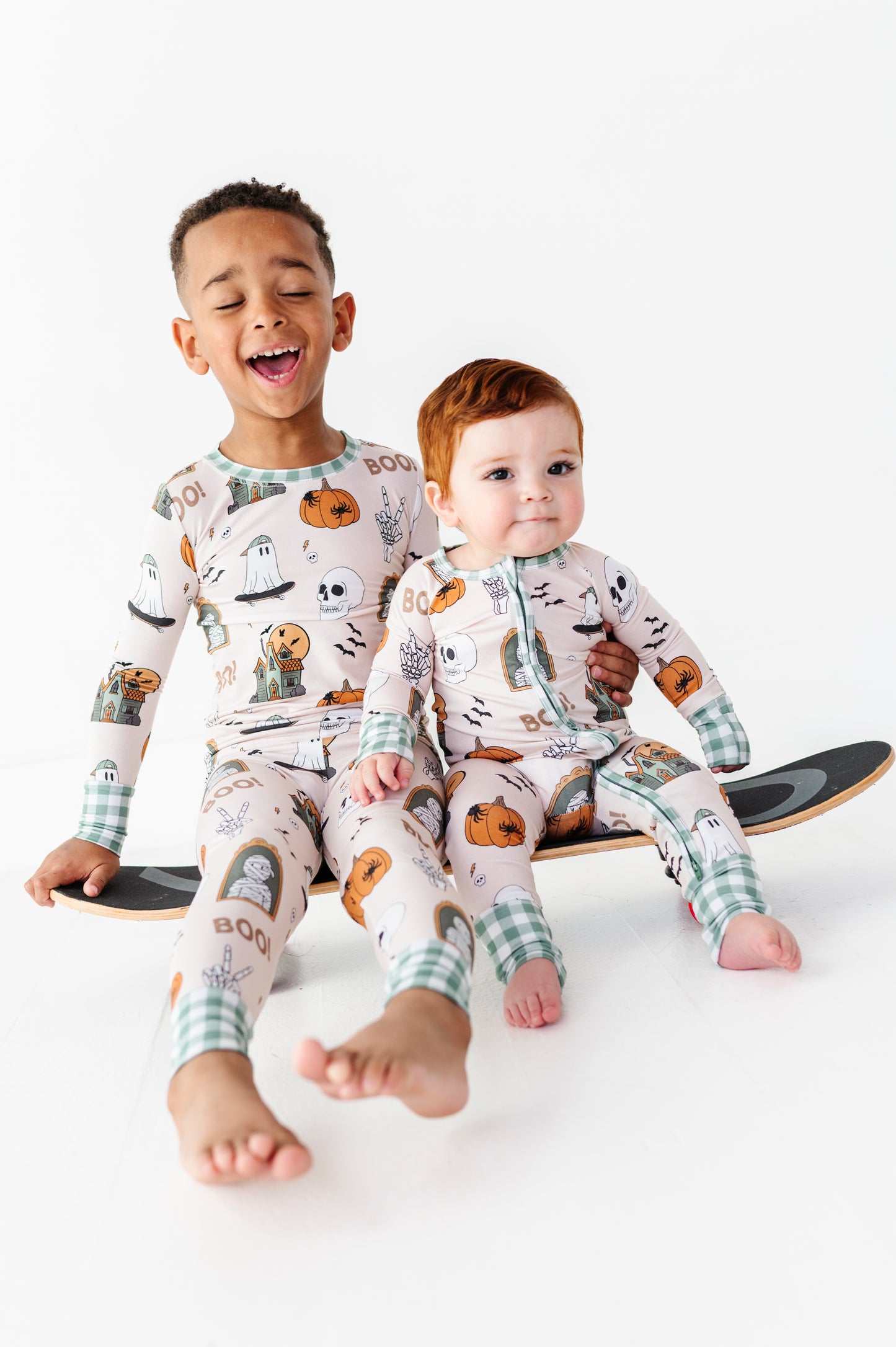 Matching Halloween PJs with buttery-soft bamboo for kids