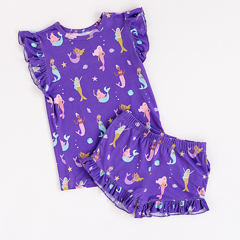 Mermaid in the U.S.A. Short Ruffle Pajamas Toddler/Kids
