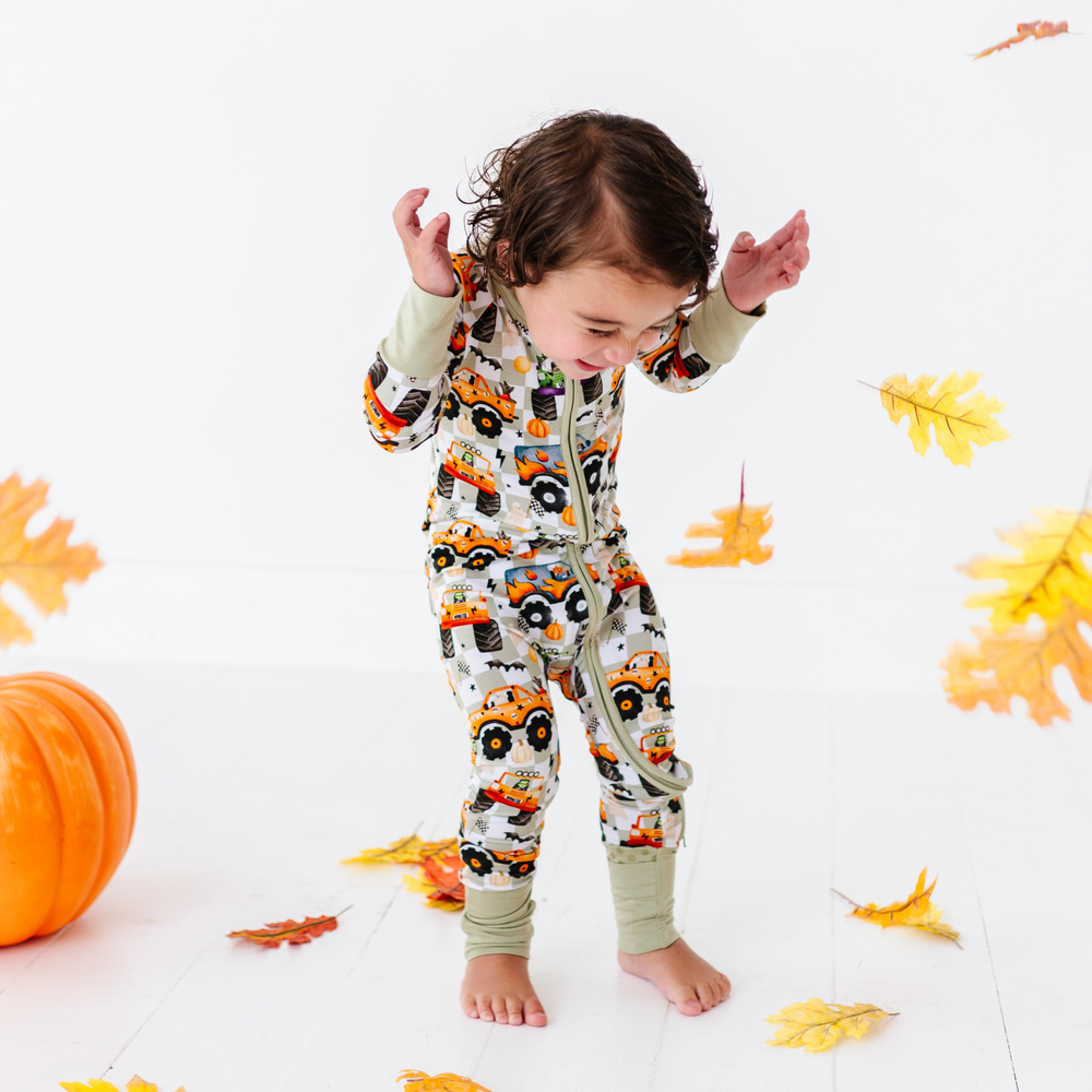 
                      
                        Boy in Halloween Monster Truck Pajamas by Kiki and Lulu
                      
                    