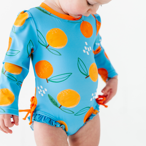 Be My Clementine Long Sleeve Ruffle Swimsuit