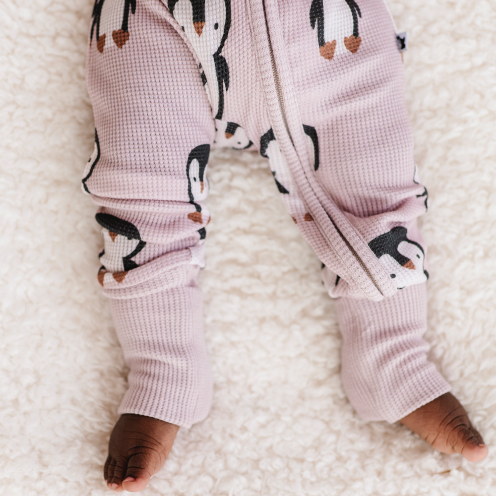 Waffle knit penguin pajamas for babies by Kiki and Lulu