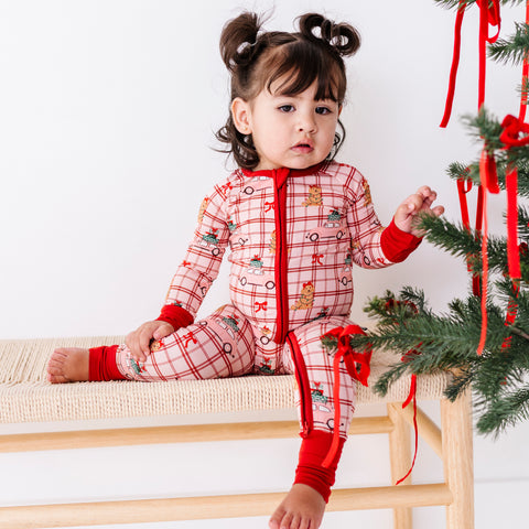 Pink Holly Jolly Doggies Convertible Footies