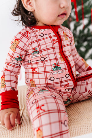 Pink Holly Jolly Doggies Convertible Footies