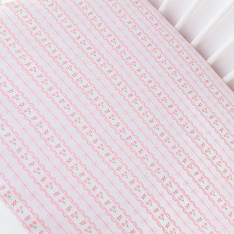 Forget Me Knot Pink Crib Sheet
