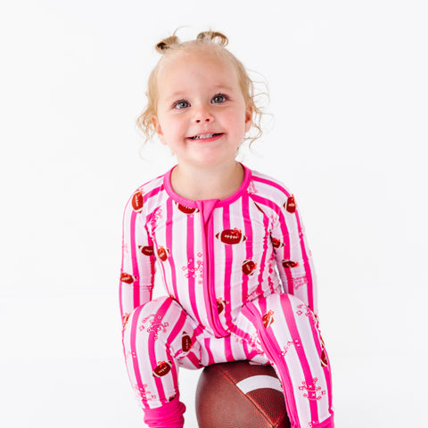 Friday Night Stripes Convertible Footies - Pink