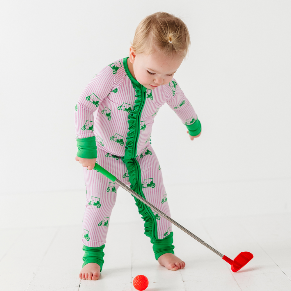 Who's Your Caddy? Pink Golf Convertible Footies with Ruffle