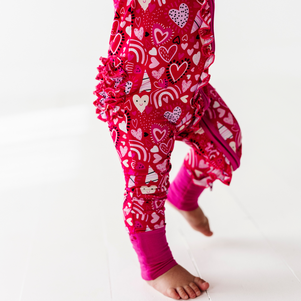 
                
                    Load image into Gallery viewer, I Pink I Love You Convertible Footies with Ruffle
                
            