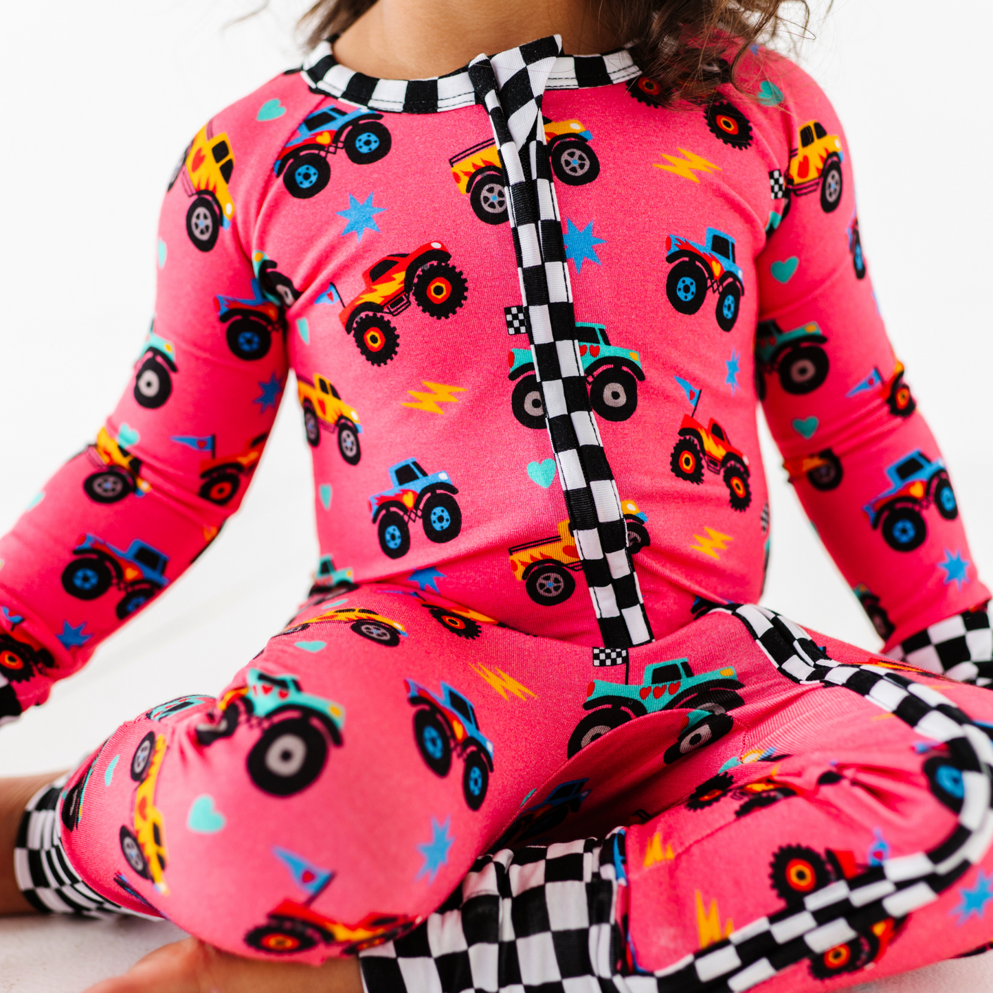 Girl in Monster Truck Pajamas