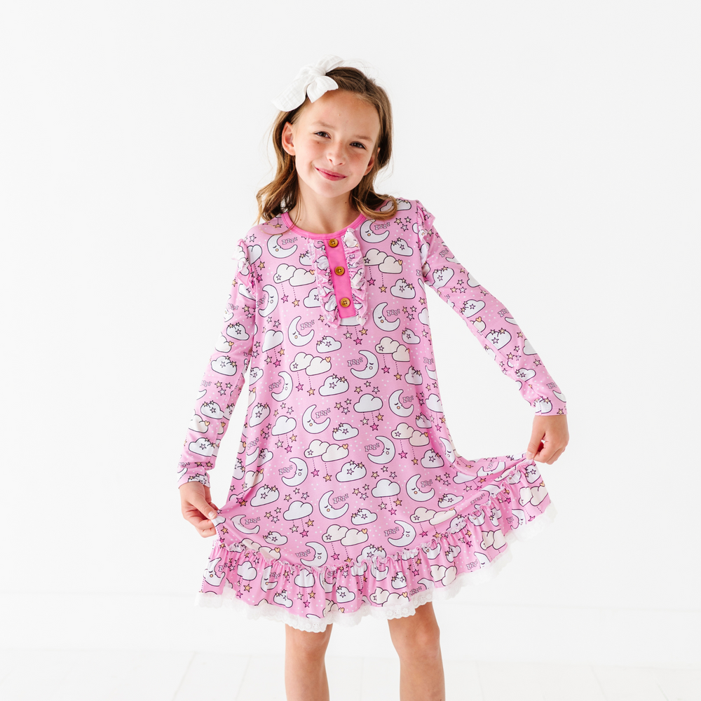 
                      
                        Girl in pink moon nightgown by Kiki and Lulu
                      
                    