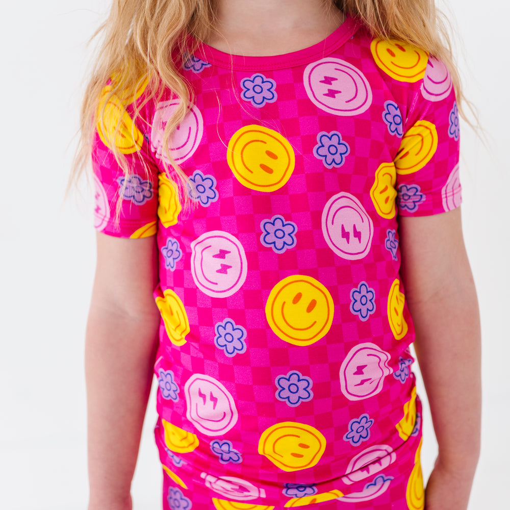 Pink Smiley Girl Pajamas by Kiki and Lulu 