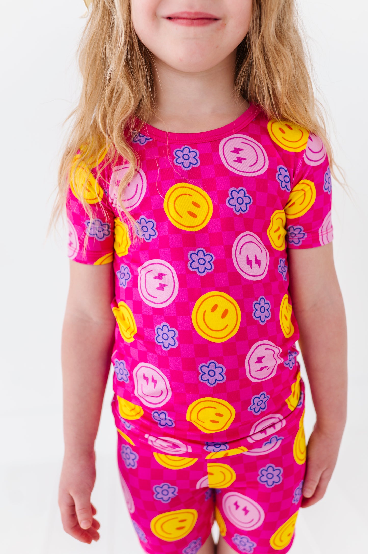 Pink Smiley Girl Pajamas by Kiki and Lulu 