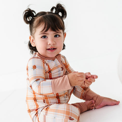 Cinnamon Bloom Plaid Convertible Footies
