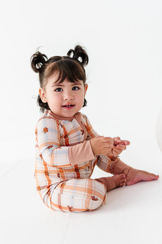 Cinnamon Bloom Plaid Convertible Footies