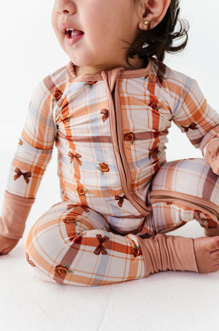 Cinnamon Bloom Plaid Convertible Footies