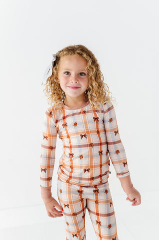 Cinnamon Bloom Plaid Kids Pajamas
