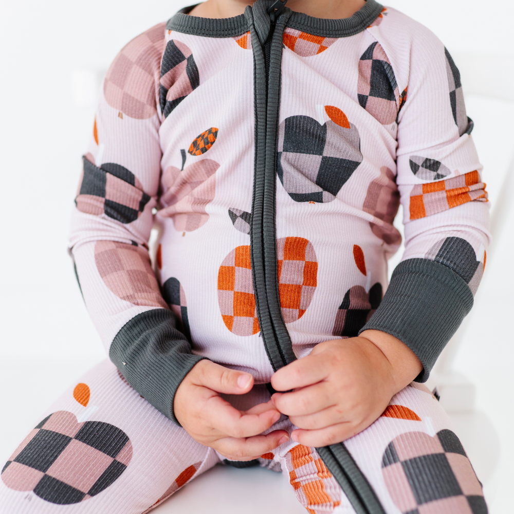 Baby Wearing Fall Apple Convertible Footies by Kiki and Lulu