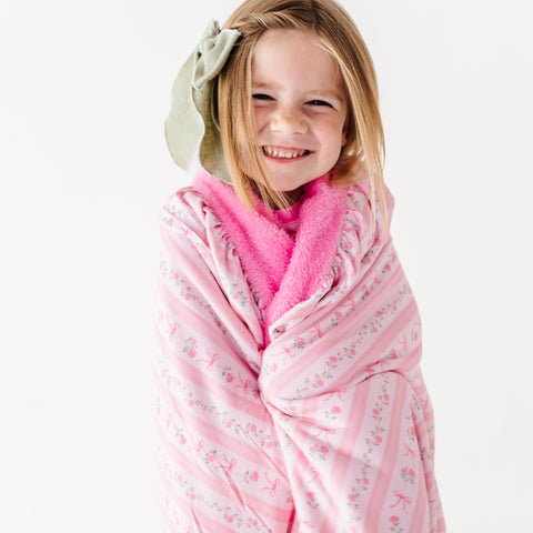 Everything's Coming Up Roses Fuzzy Ruffle Blanket