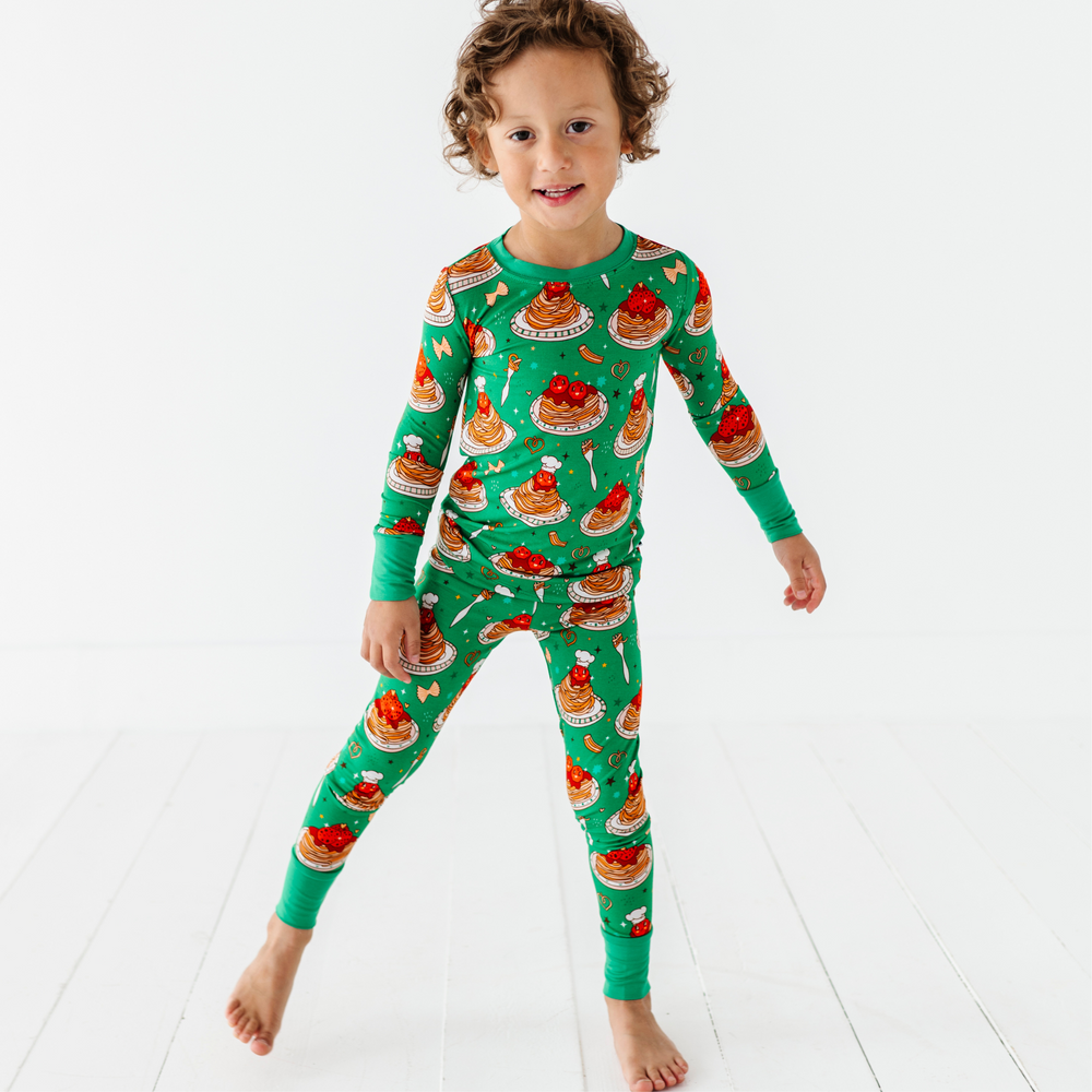 
                      
                        Boy wearing spaghetti pajamas by Kiki and Lulu
                      
                    