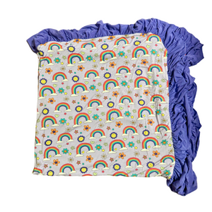 It's All Flowers and Rainbows Ruffle Blanket