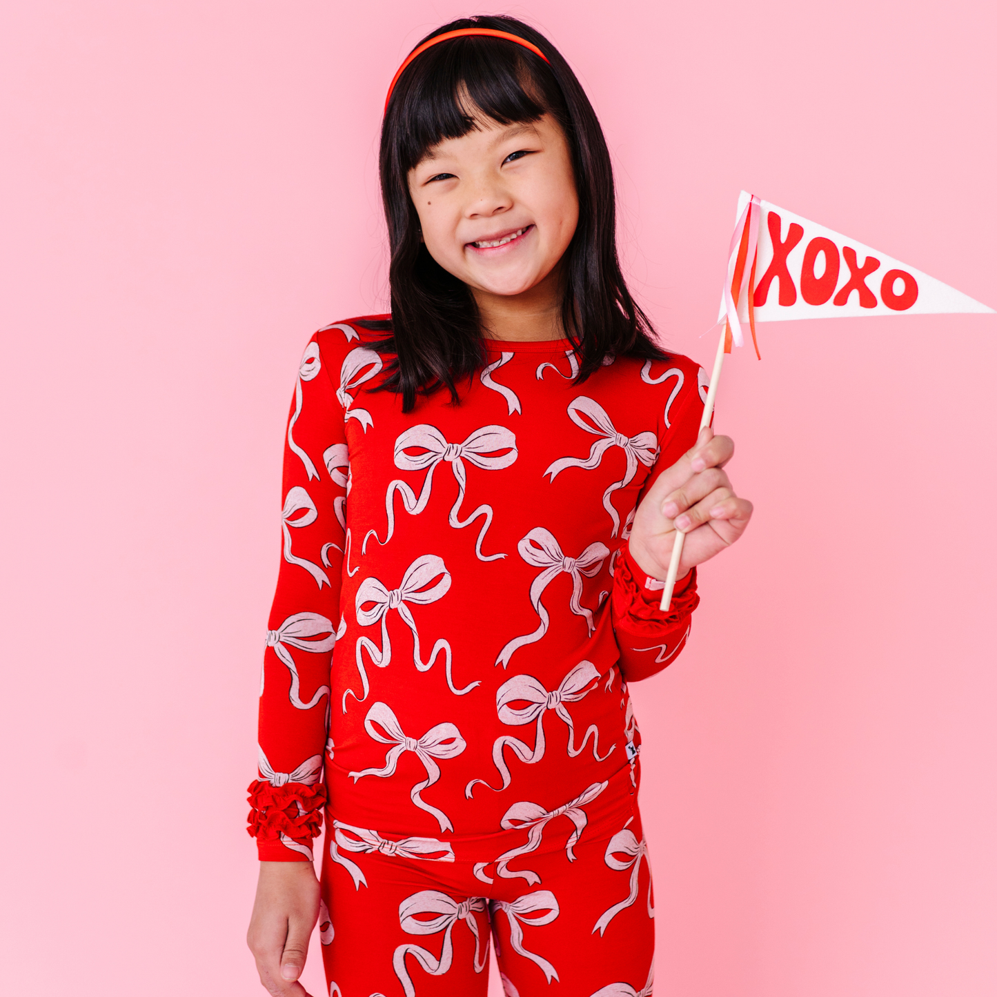 Bow Much Love Kids Pajamas With Ruffle