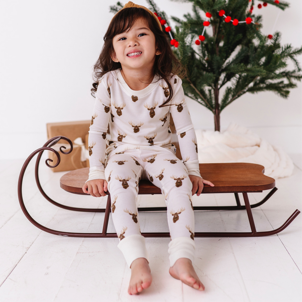 
                      
                        Waffley Cute Moose Waffle Knit Kids Pajamas
                      
                    