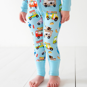 Toddler Wearing Pajamas with Food Trucks